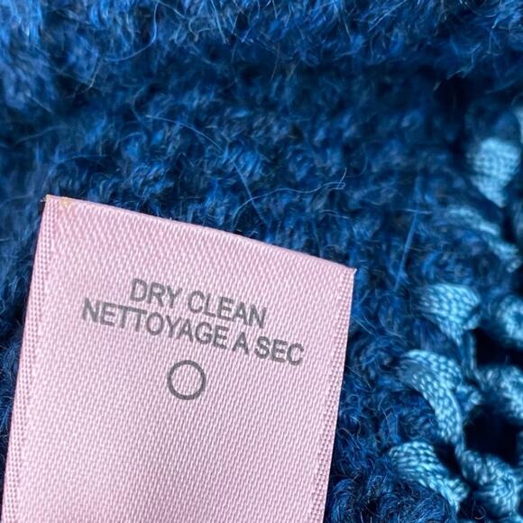 Calypso St. Barth Alpaca Blend Cardigan Wrap Women 1 S/M‎ Blue Crochet Western - Picture 7 of 11